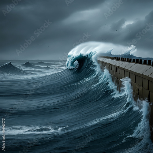 A giant wave slams into a b...