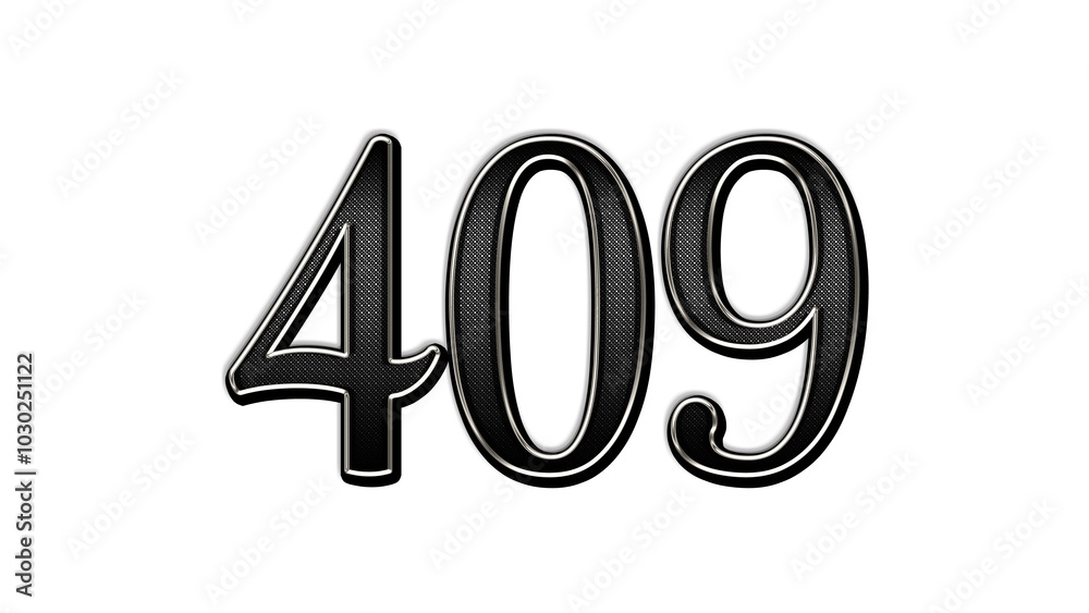 black metal 3d design of number 409 on white background. black metal 3d design of number 409 on white background.