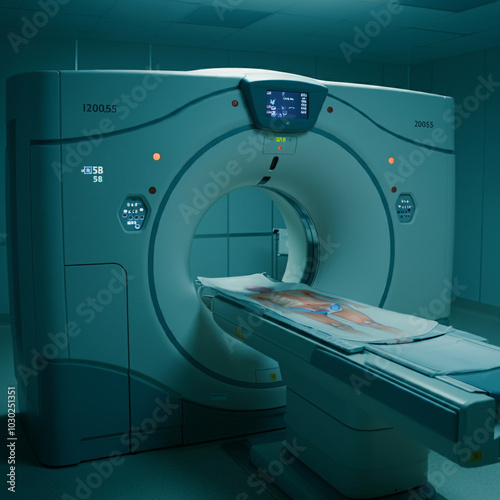 A high-tech MRI scanner mac...