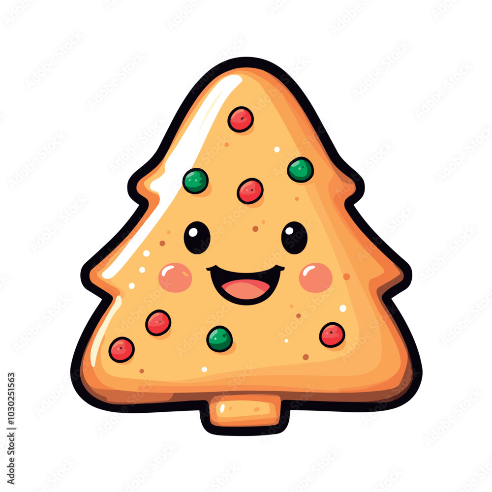 cute smiling cookie in form of christmas tree isolated vector illustration cute smiling cookie in form of christmas tree isolated vector illustration