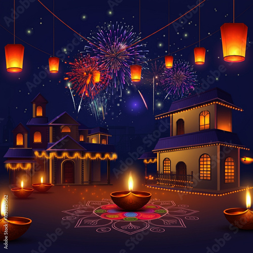 A festive Diwali night scen...