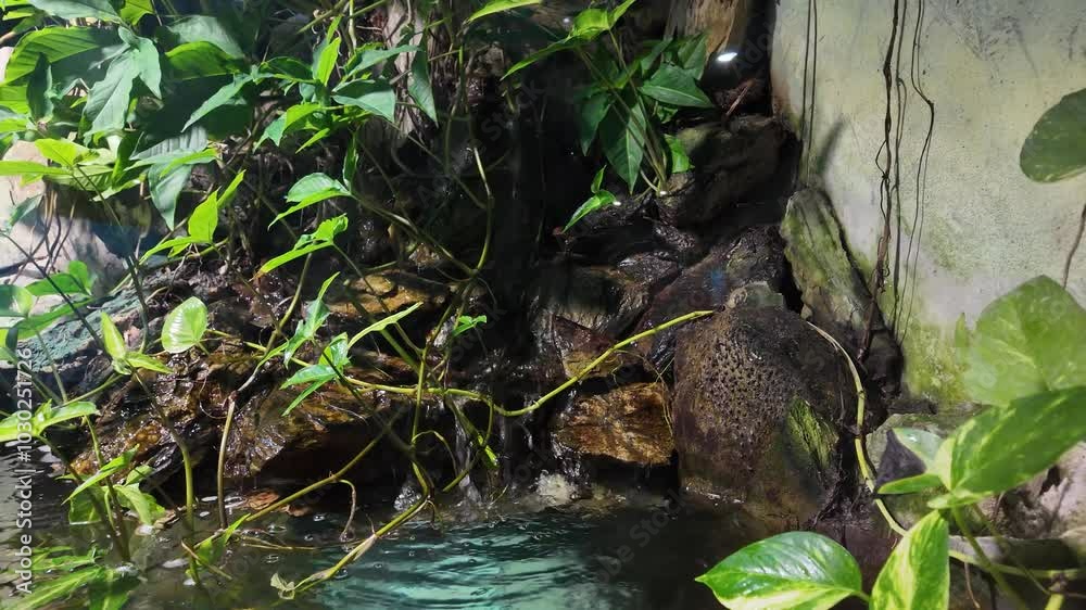 Aquário cheio de água cristalina. Várias espécies de peixes coloridos nadam graciosamente pelo tanque, criando uma exibição vibrante e dinâmica.