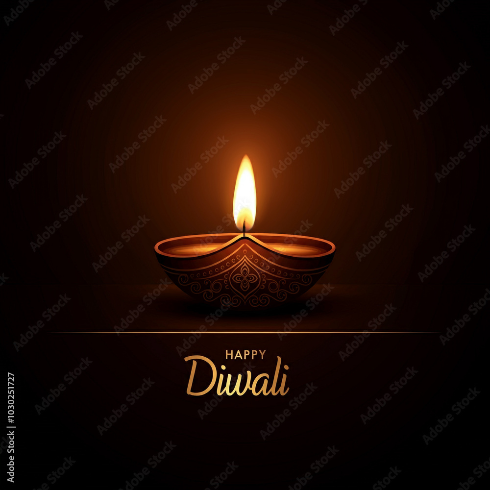 A single glowing diya with A single glowing diya with