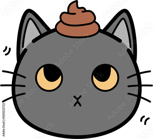 Cute gray cat With poop