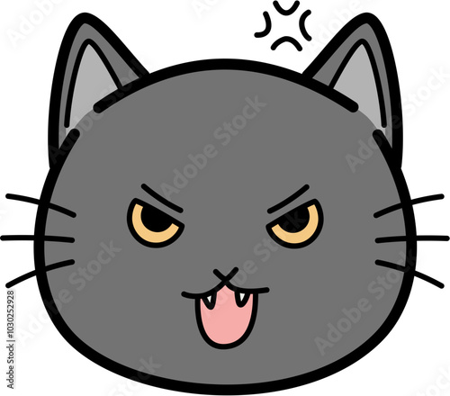 Cute gray cat angry