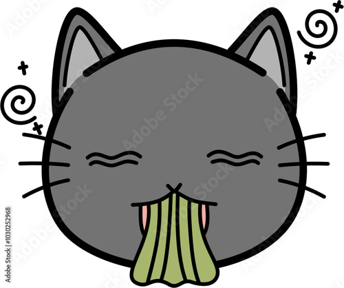Cute gray cat Vomit