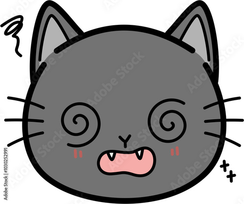 Cute gray cat dizzy