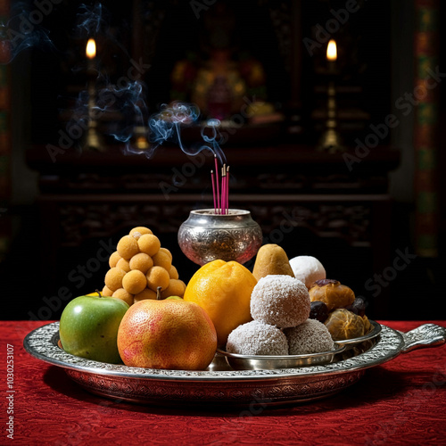 A traditional offering plat...