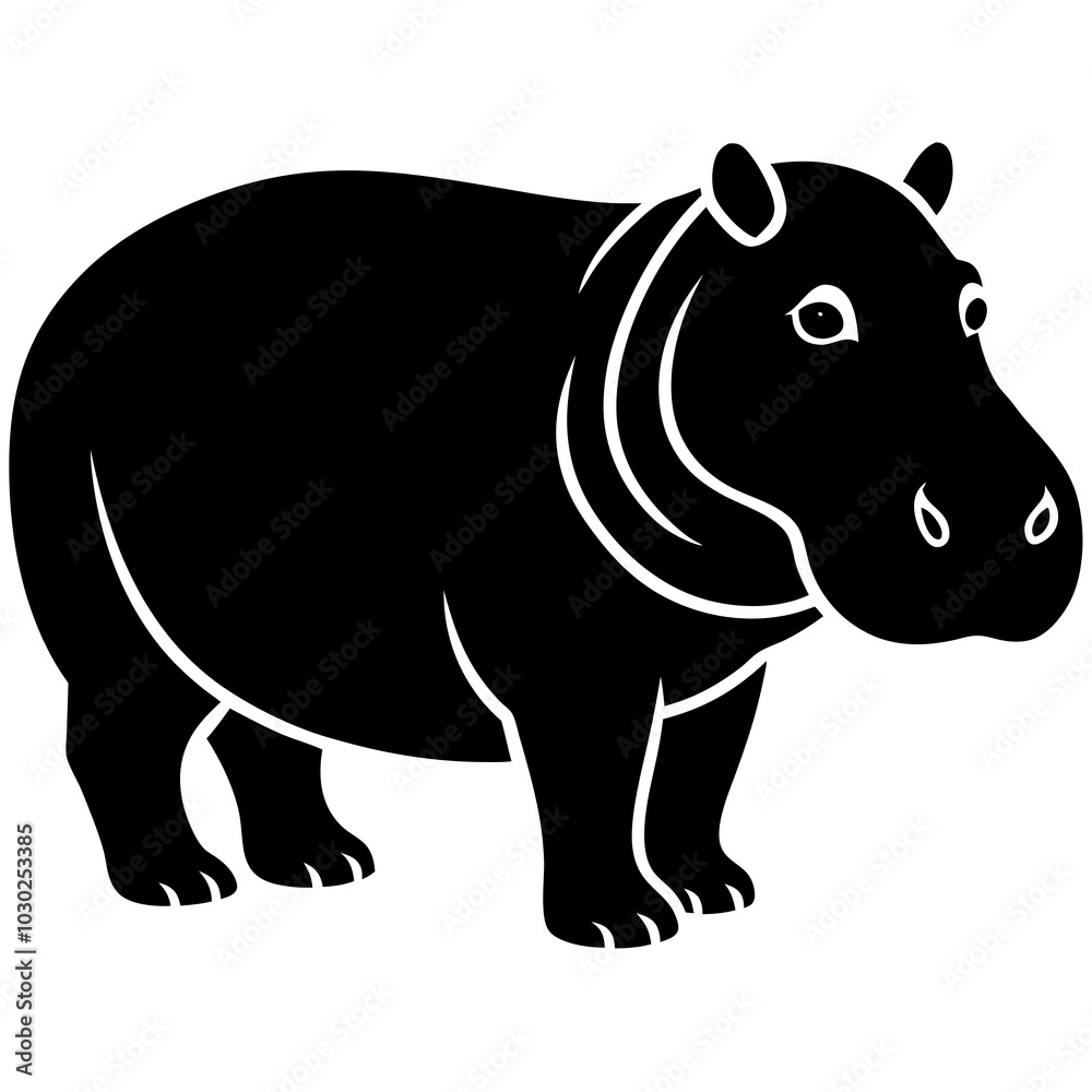 hippopotamus cartoon isolated on white hippopotamus cartoon isolated on white