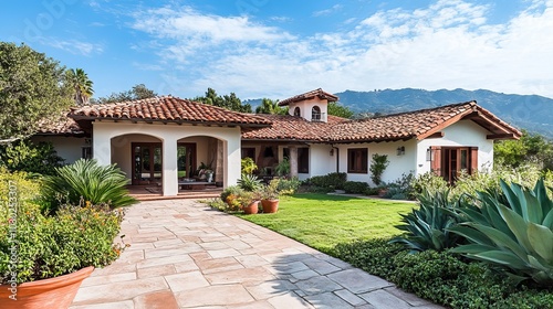 Santa Barbara, California, USA: An upscale home nestled in the foothills of Santa Barbara.