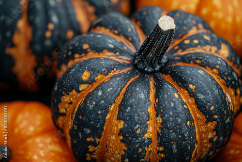 Generative AI photo of funny halloween pumpkins outdoors horror autumn night decor photo