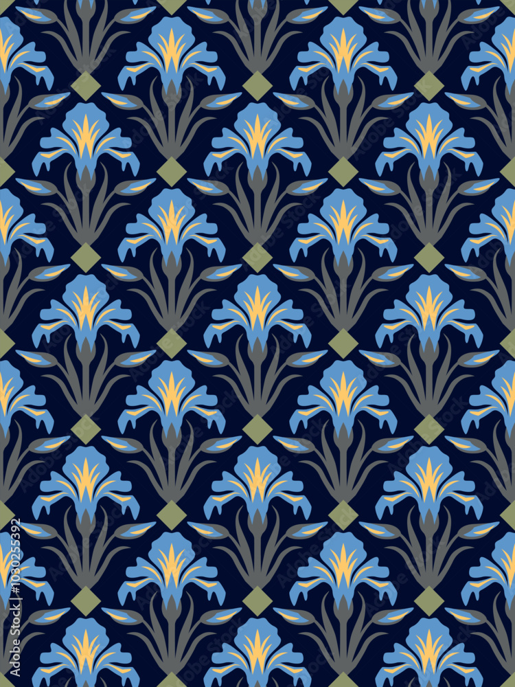 Seamless floral pattern texture or background. Vintage art nouveau style. Handmade drawing vector illustration.