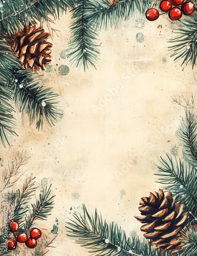 Wallpaper Mural Vintage winter digital paper. Watercolor floral winter background. Generative AI. Torontodigital.ca