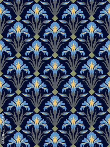 Seamless floral pattern texture or background. Vintage art nouveau style. Handmade drawing vector illustration.