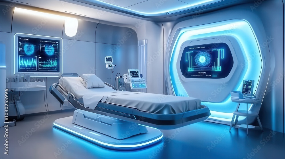 Future high-tech medical laboratory and treatment room. Future high-tech medical laboratory and treatment room.
