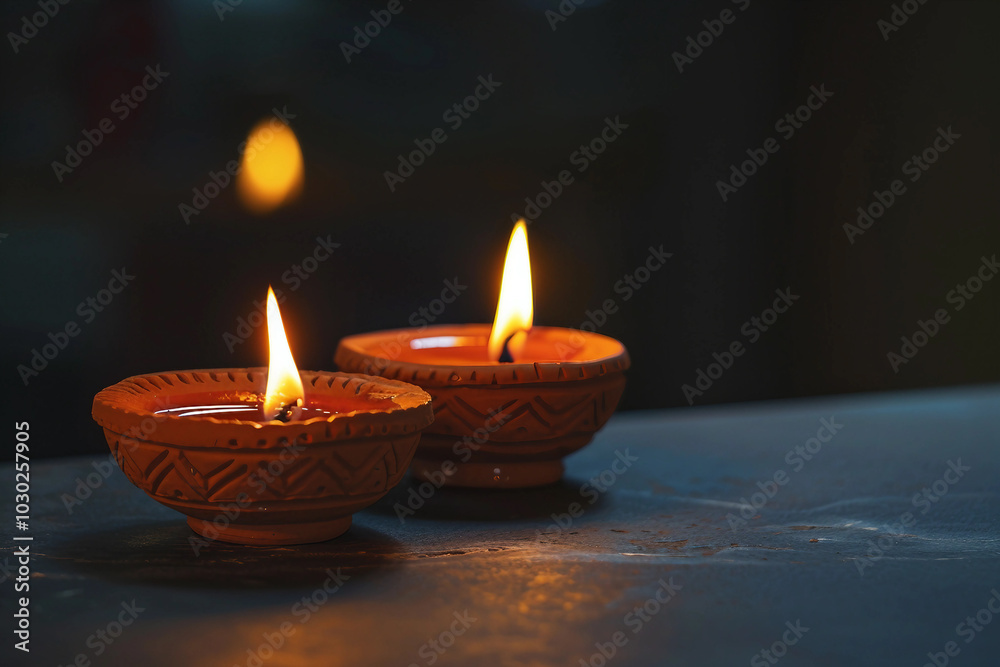 Generative AI image of Diwali festival celebration with traditional diya candle perfect for holiday cultural themes Generative AI image of Diwali festival celebration with traditional diya candle perfect for holiday cultural themes