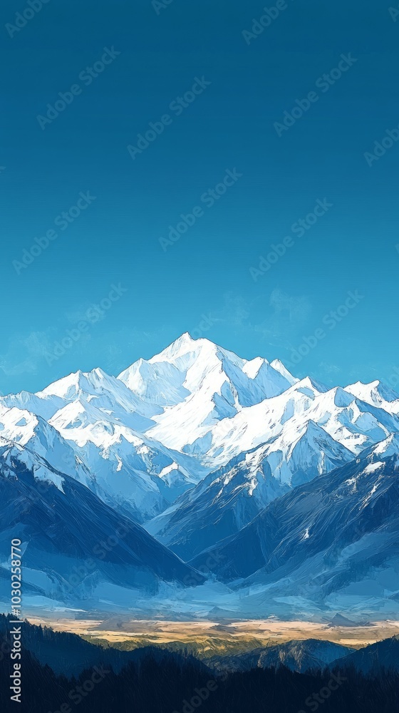Obraz premium Crystal Horizon, Snow covered mountains