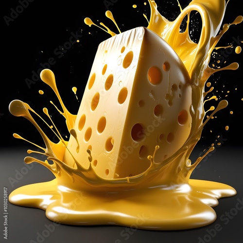 A splash of yellow liquid cheese  photo