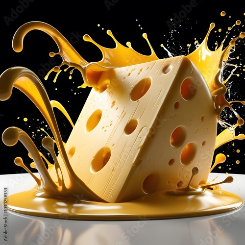 A splash of yellow liquid cheese  photo