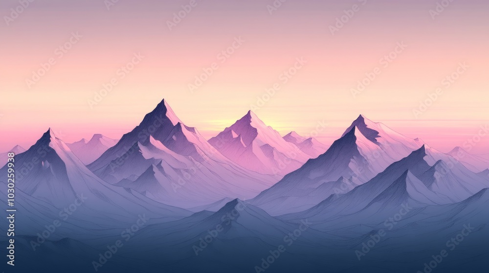 Fototapeta premium Mountain Silhouettes, Snow covered mountains