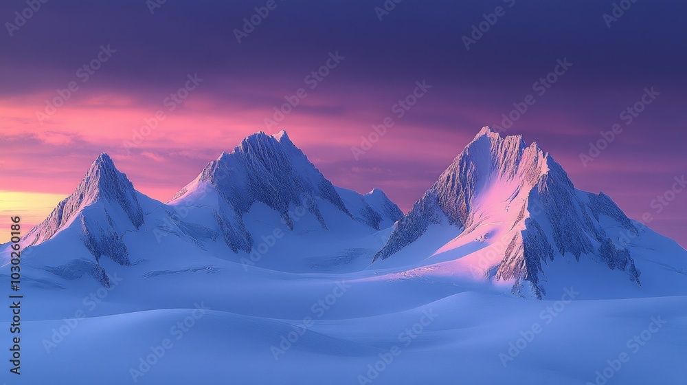 Mountain Silhouettes, Snow covered mountains Mountain Silhouettes, Snow covered mountains