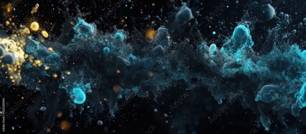 Abstract Blue and Gold Ink Explosions Abstract Blue and Gold Ink Explosions