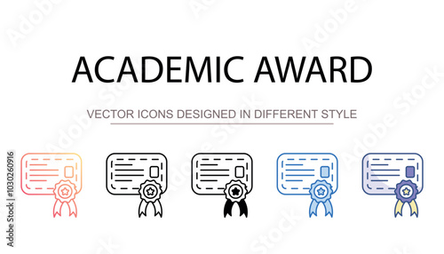 Academic Award icon design with white background stock illustration