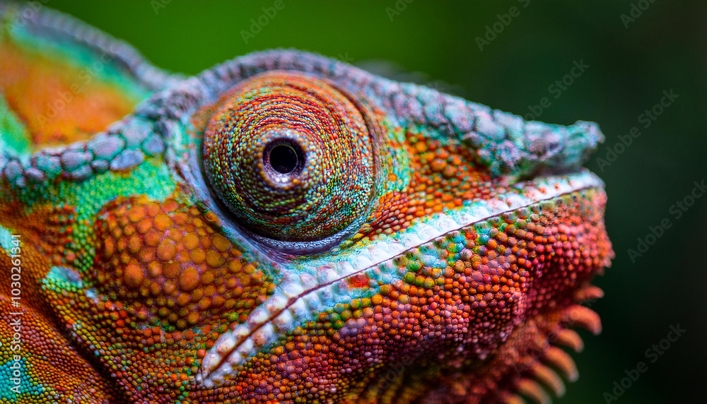 Fototapeta premium Chameleon close up eye portrait