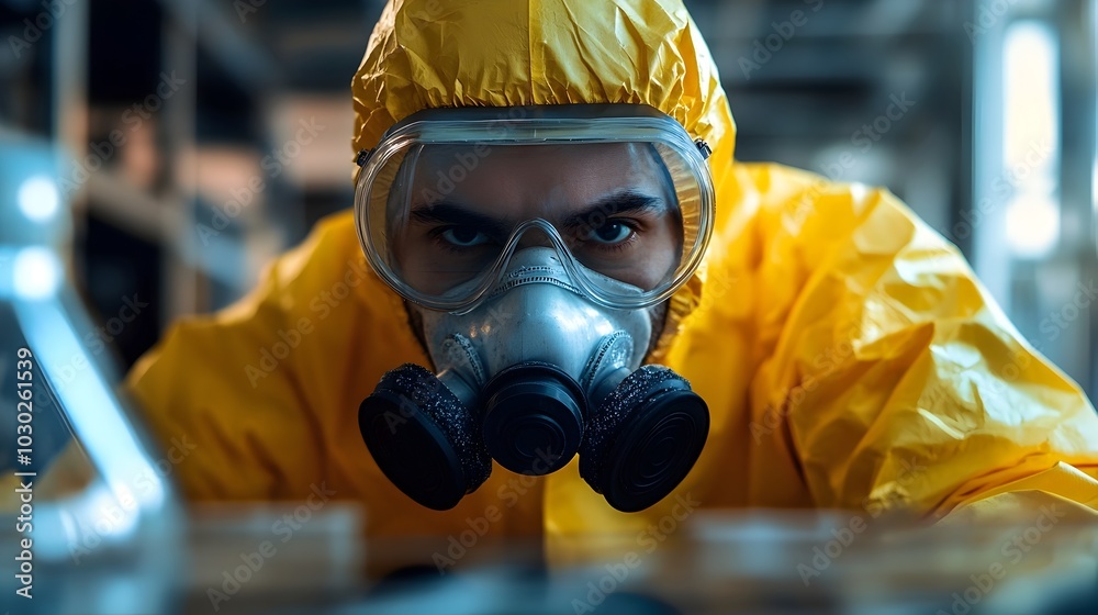 Conducting Asbestos Testing in Compliance with NF X 46 020 Standard with Protective Gear Conducting Asbestos Testing in Compliance with NF X 46 020 Standard with Protective Gear