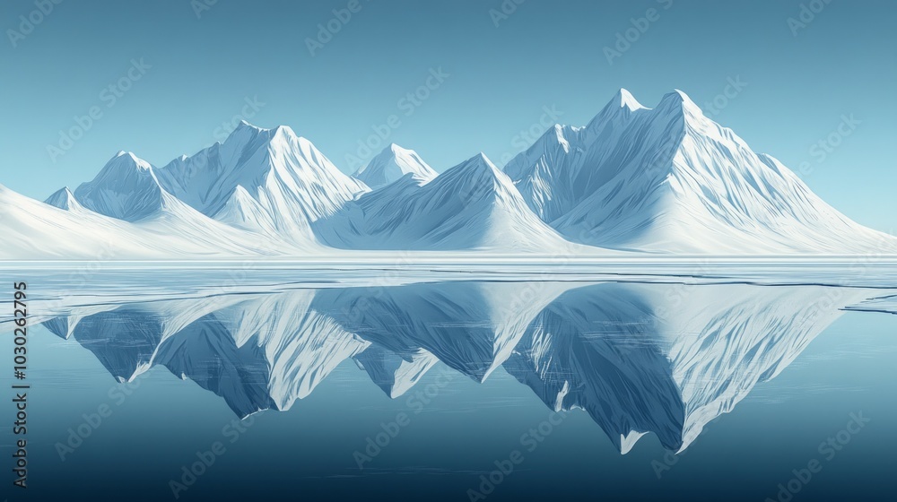 Fototapeta premium Glacial Serenity, Snow covered mountains