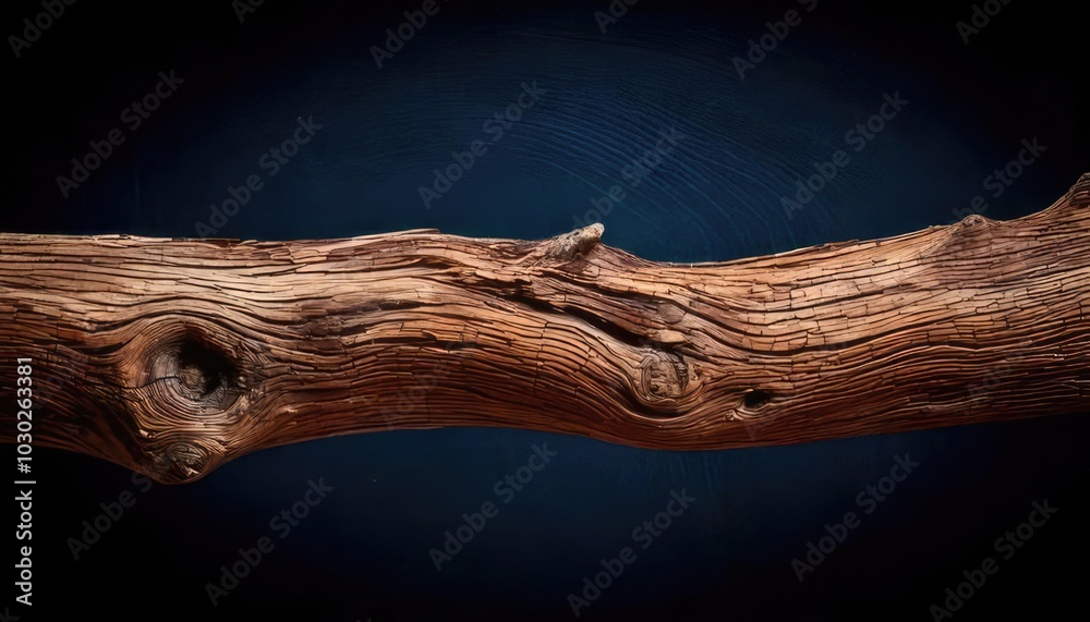Wooden branch on a dark background, showcasing natural texture and organic form. Wooden branch on a dark background, showcasing natural texture and organic form.