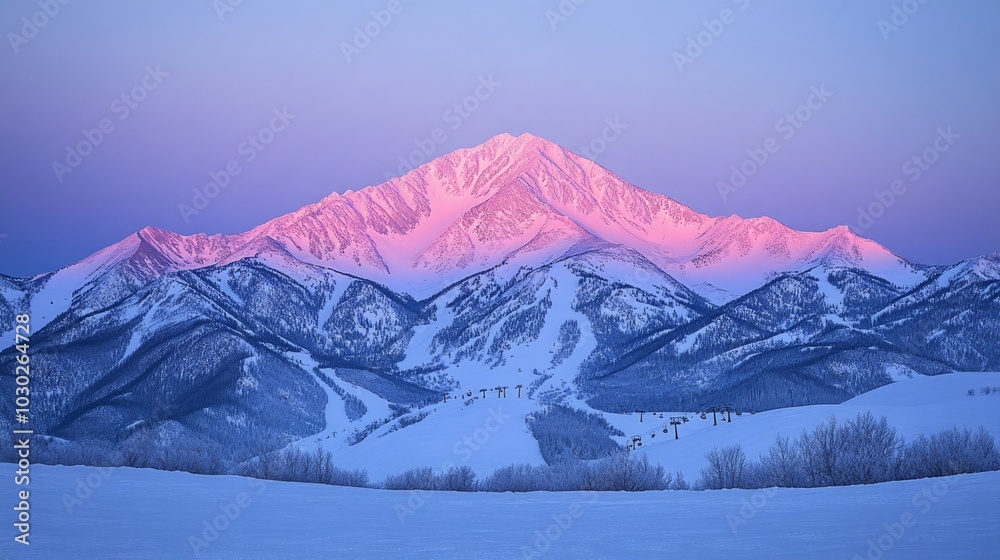 Alpine Glow, Snow covered mountains Alpine Glow, Snow covered mountains