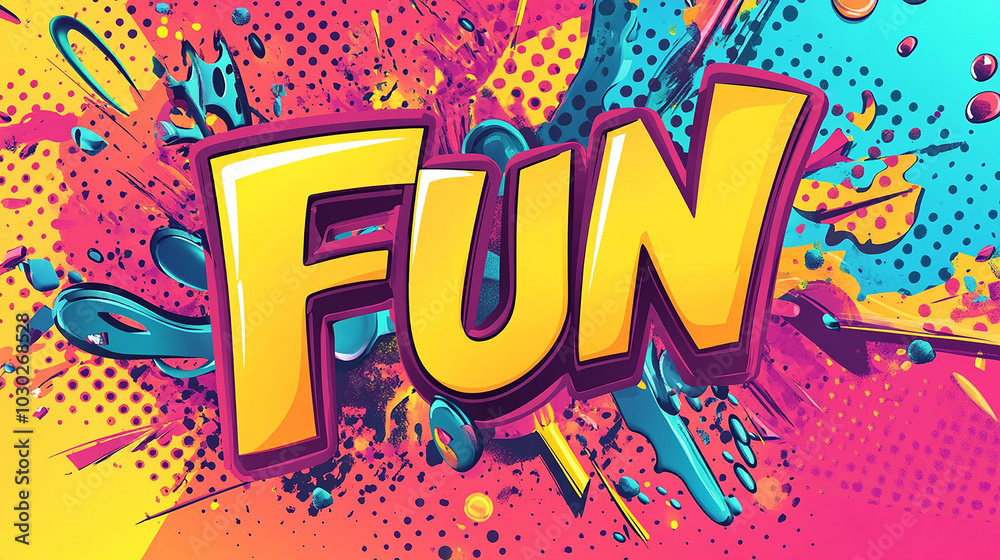 Vibrant pop-art banner with the word FUN in bold Vibrant pop-art banner with the word FUN in bold