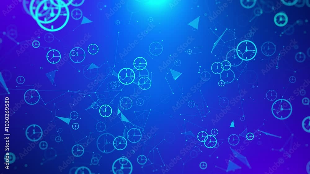 Clock Sign Plexus Technology Background Loop Clock Sign Plexus Technology Background Loop