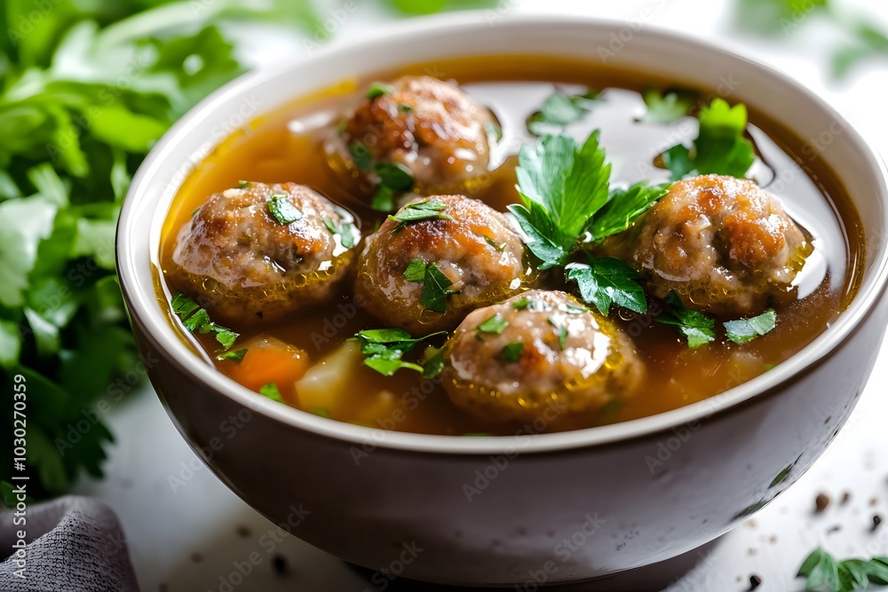 Homemade Meatball Soup in a Bowl Homemade Meatball Soup in a Bowl