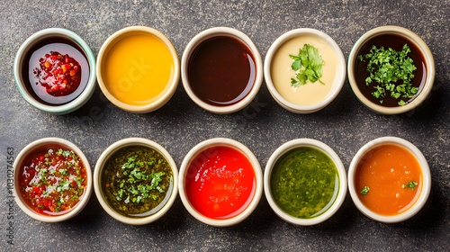 Assortment of Sauces in Bowls