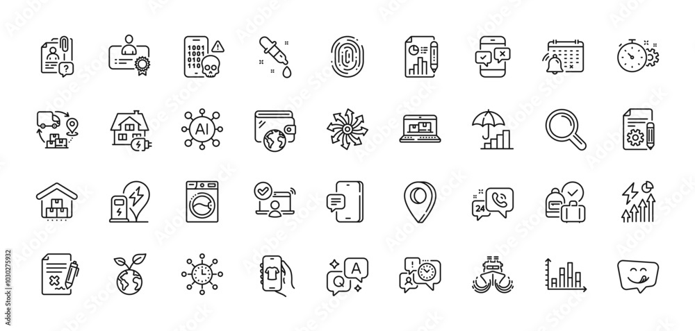 Ship, Charging station and Diagram graph line icons pack. AI, Question and Answer, Map pin icons. Washing machine, Reject file, Shop app web icon. Vector Ship, Charging station and Diagram graph line icons pack. AI, Question and Answer, Map pin icons. Washing machine, Reject file, Shop app web icon. Vector
