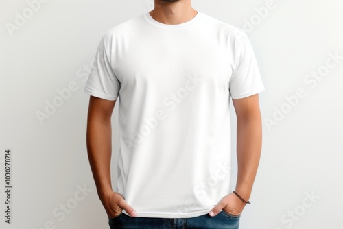 White Male Tshirt Mockup clothing apparel t-shirt.