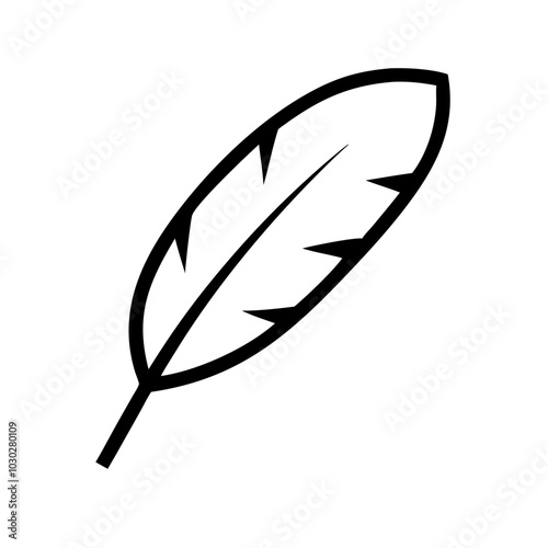 Stylized feather illustration, simplistic design, monochrome style, for decorative use