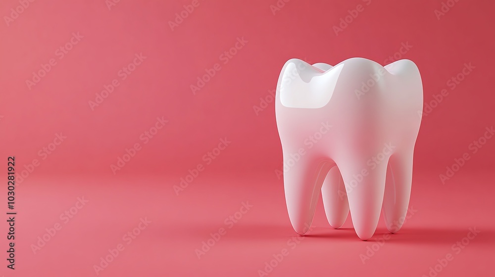 A single tooth on a pink background. A single tooth on a pink background.