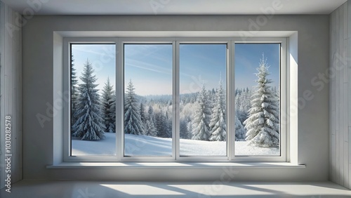 Winter scene looking out window