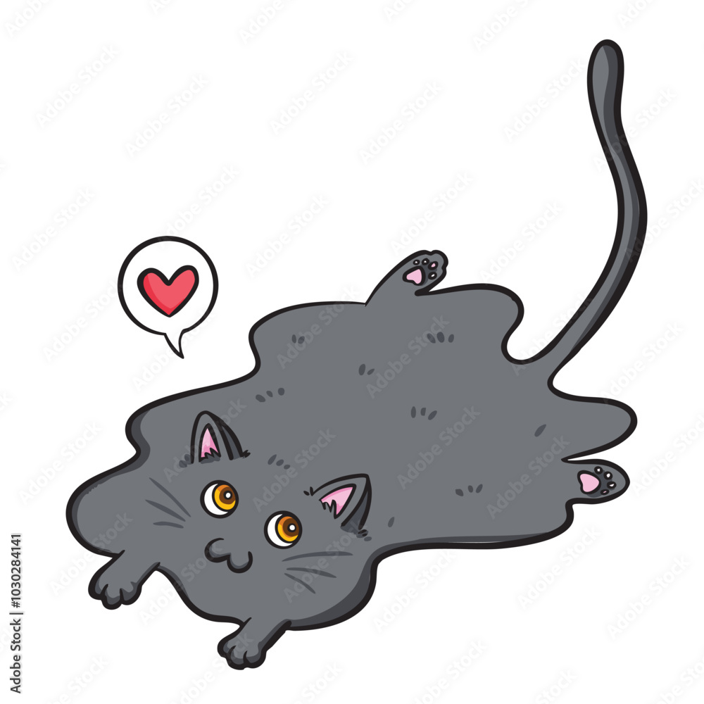 Fototapeta premium Cats are liquid funny colorful illustration isolated on square white background. Simple flat outlined cartoon art styled drawing.