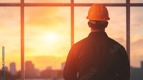 Builder fitting windows into a newly built structure close up photo