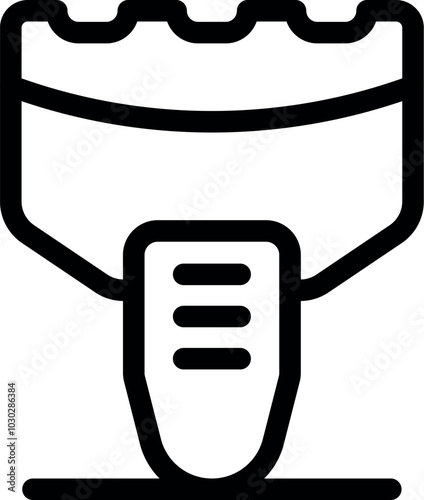 Electric shaver trimming hair with attachment comb for cutting length, isolated vector illustration in simple line design
