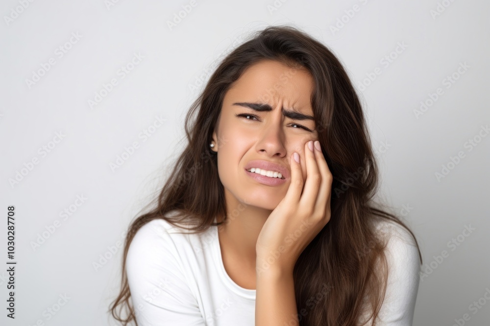 Woman experiencing severe toothache pain. Woman experiencing severe toothache pain.