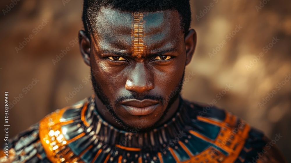 African Man with Heroic Expression, Portrait of a Confident Male Generative AI African Man with Heroic Expression, Portrait of a Confident Male Generative AI