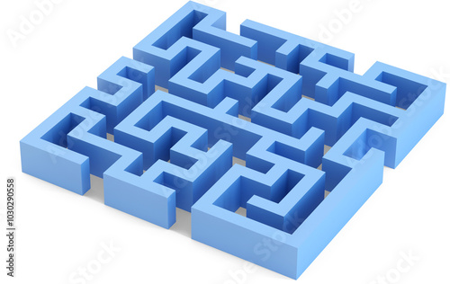 Fototapeta Naklejka Na Ścianę i Meble -  Blue squared 3d maze. 3d illustration