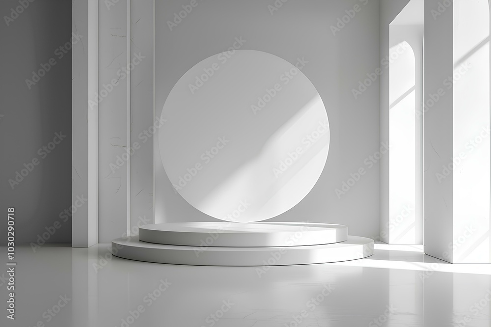A white pedestal in the middle of a room
