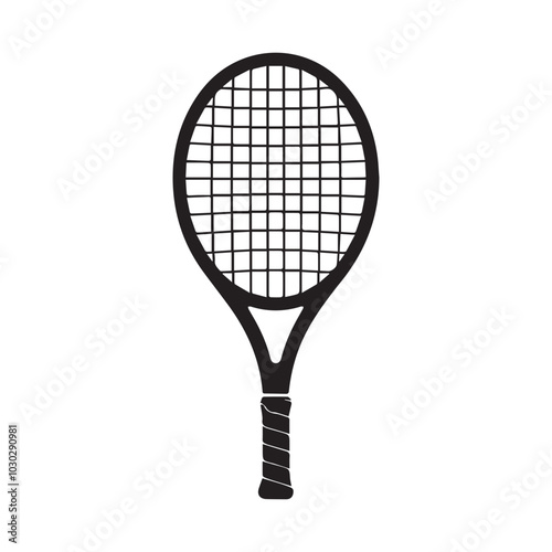 Tennis racket icon. Two rackets black silhouette. Vector illustration.