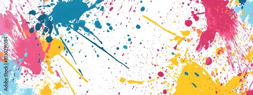 Colorful paint splashes on a white background, vector illustration. Colorful splash brush strokes, flat design